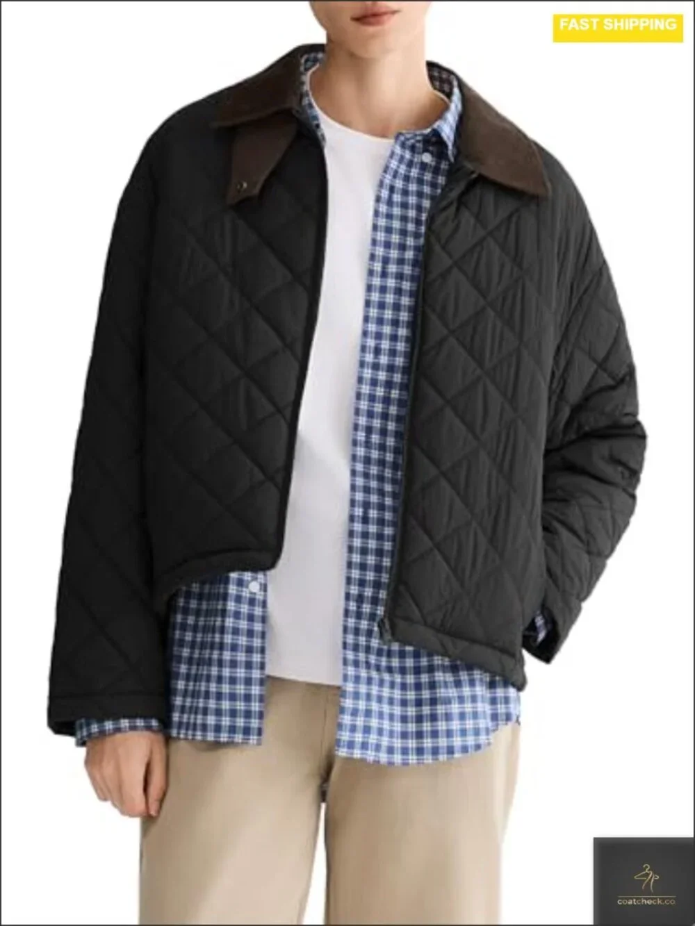 Quilted Lightweight Cropped Puffer Jacket Water Repellent Zip Up